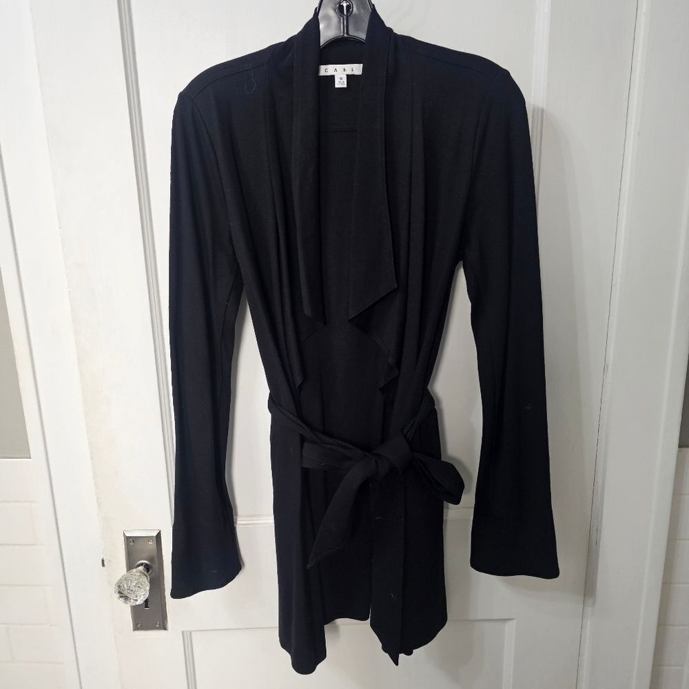 Cabi Wterfall Wrap Duster With Tie Belt Sz Small, Excellent Condition